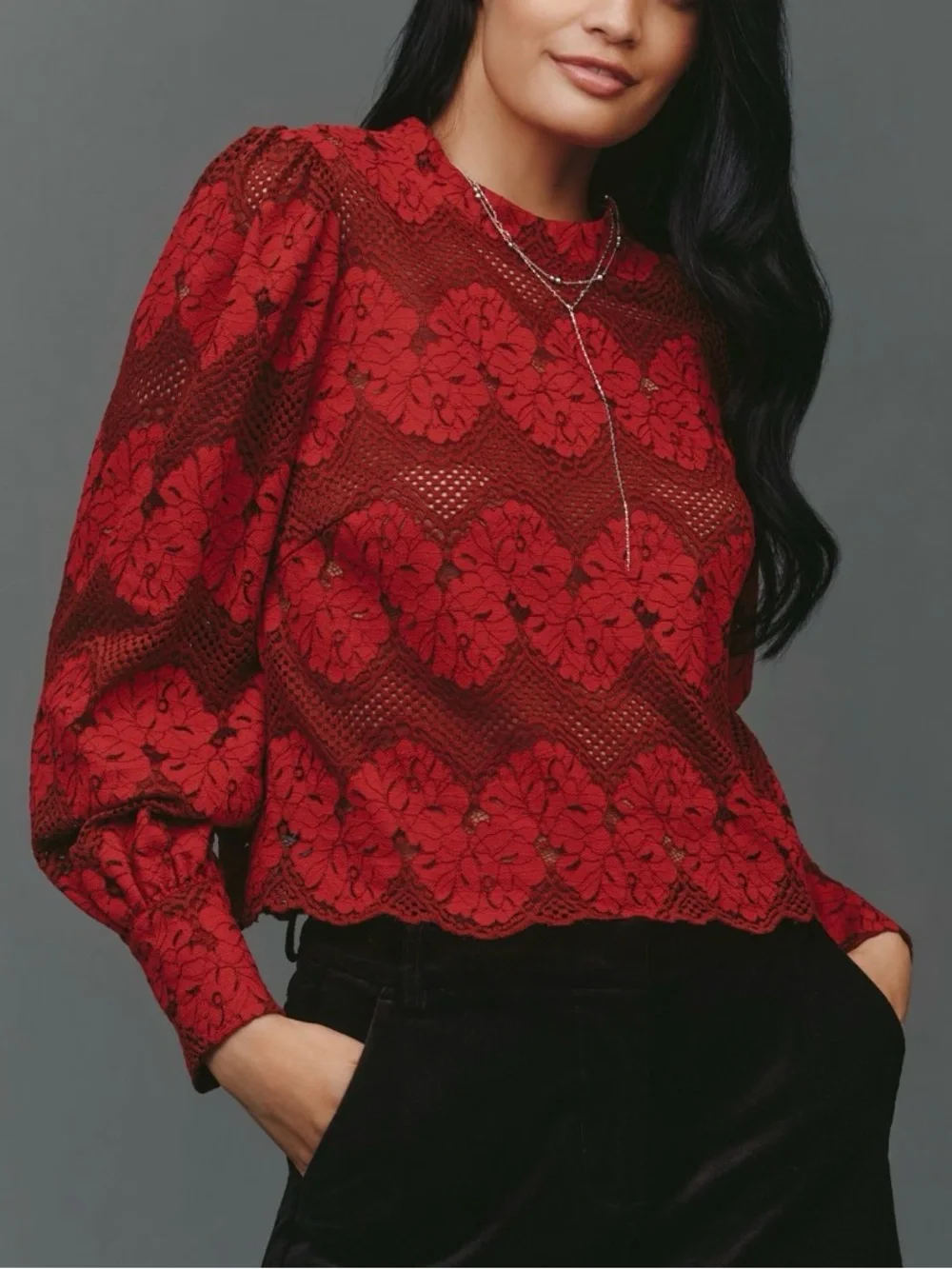 Anthropologie Dolan Left Coast Mock Neck Lace Blouse Top Size Small New With Tag
